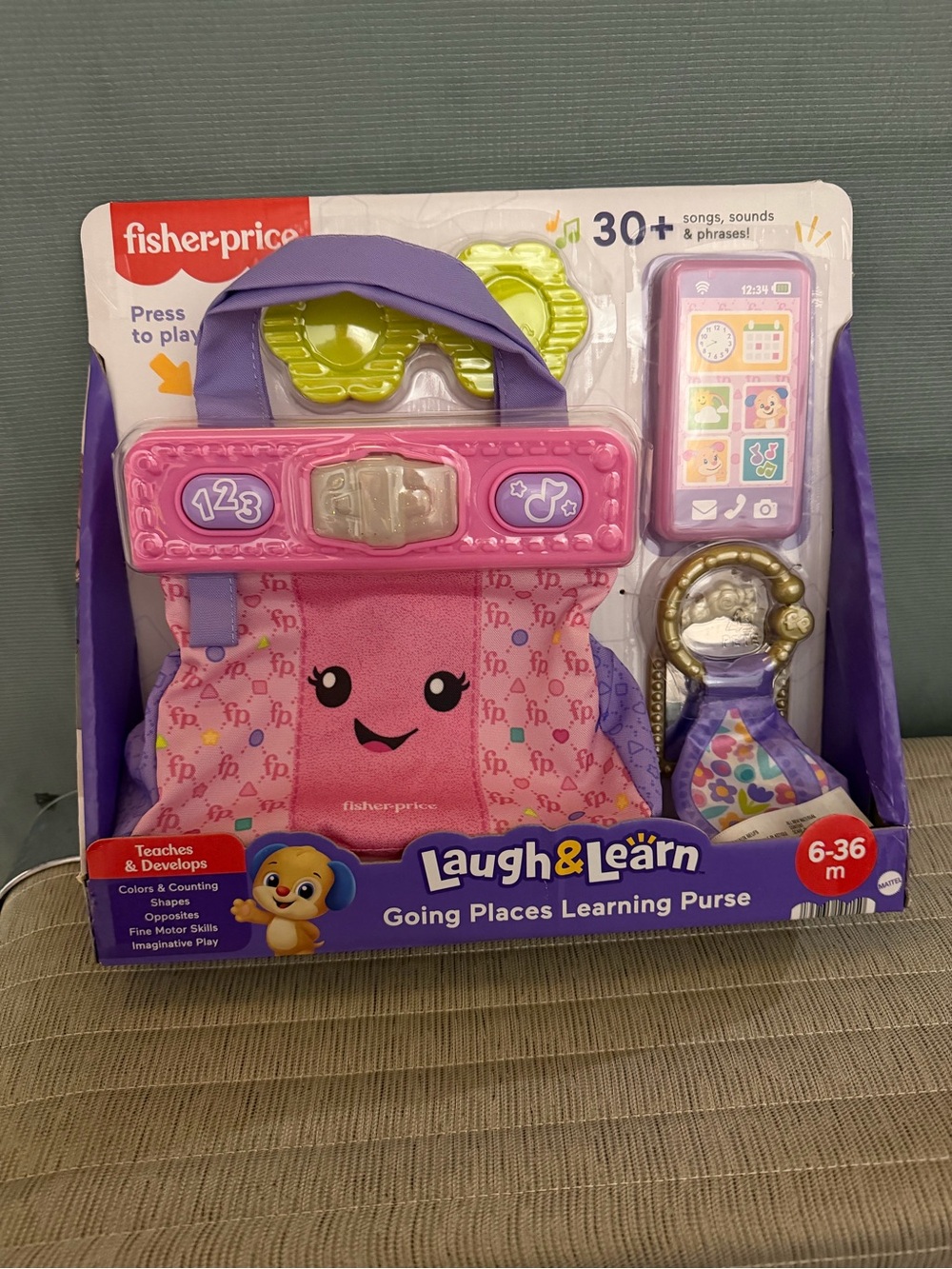 NWT Fisher-Price Laugh & Learn Going Places Learning Purse - Pink & Purple